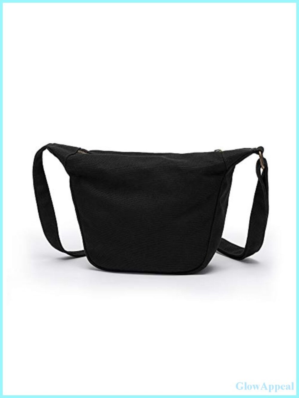 Cotton Canvas Crossbody Bag Lightweight Semicircular Travel Purse